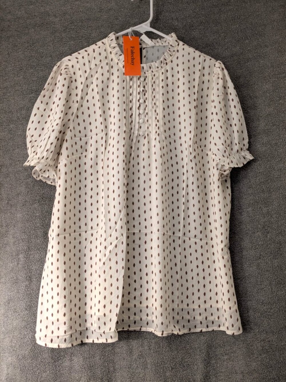 New! XL Falechay Blouse Ruffled Sleeve/Collar 42"-44" Chest